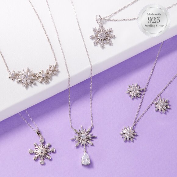 925 Sterling Silver Snowflake Necklace - Charmed Aroma Winter / Christmas - Picture 2 of 4